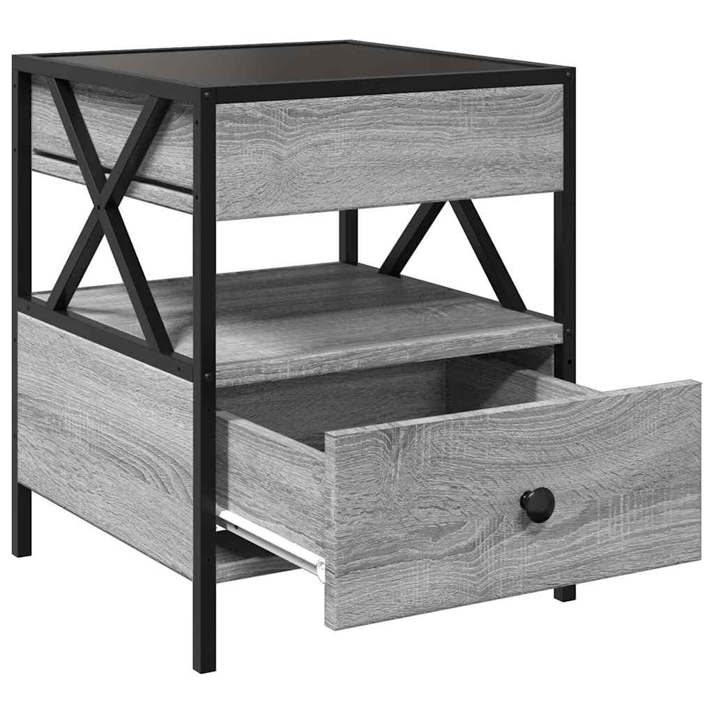 vidaXL Coffee Table with Infinity LED Grey Sonoma 40x40x51 cm