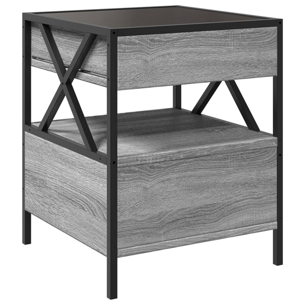 vidaXL Coffee Table with Infinity LED Grey Sonoma 40x40x51 cm