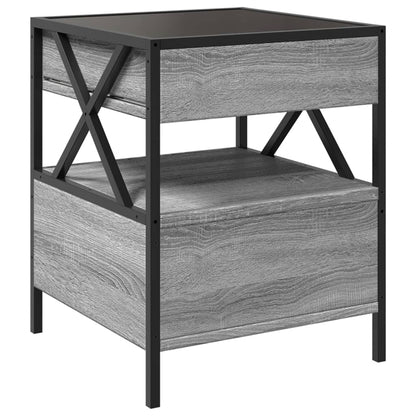 vidaXL Coffee Table with Infinity LED Grey Sonoma 40x40x51 cm