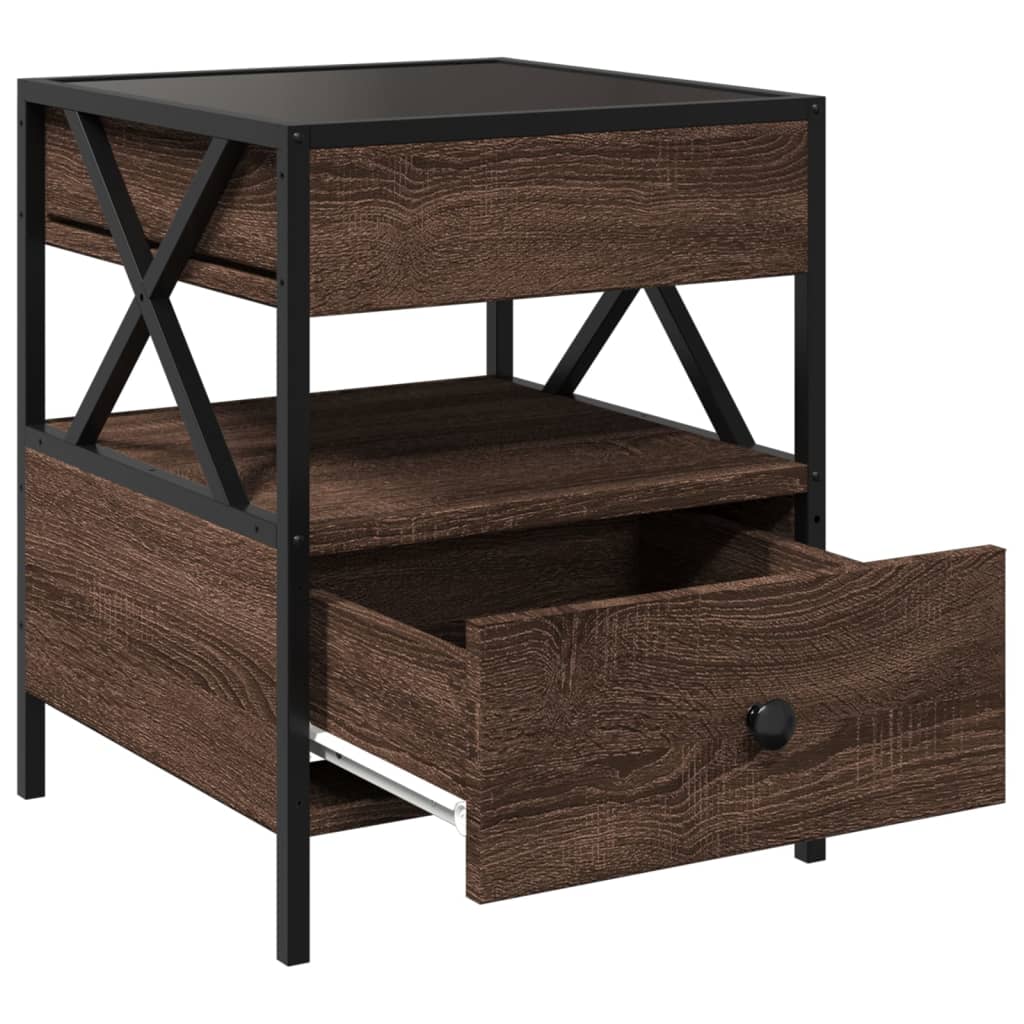 vidaXL Coffee Table with Infinity LED Brown Oak 40x40x51 cm