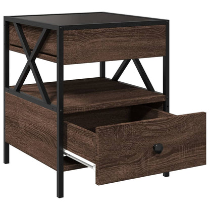 vidaXL Coffee Table with Infinity LED Brown Oak 40x40x51 cm