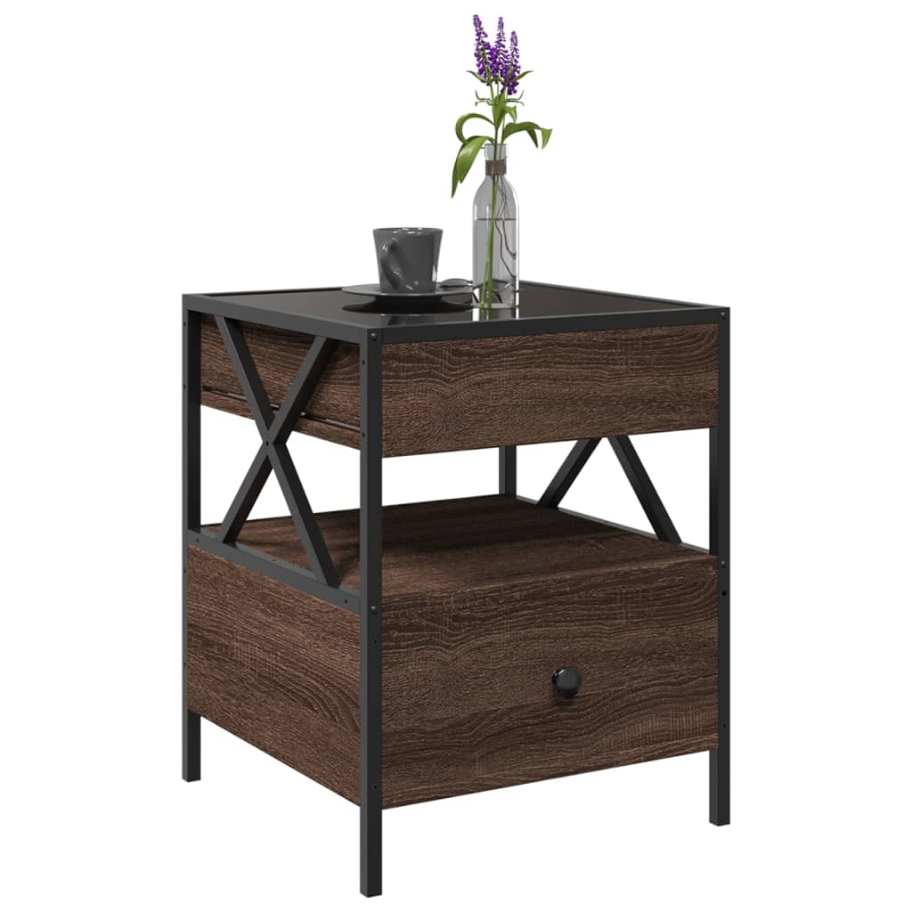 vidaXL Coffee Table with Infinity LED Brown Oak 40x40x51 cm