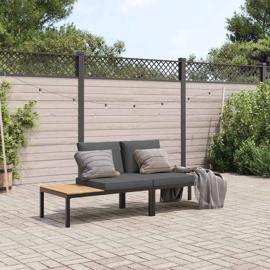 vidaXL 2 Piece Garden Sofa Set with Cushions Black Aluminium