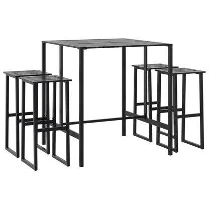 vidaXL 5 Piece Garden Bar Set Black Powder-coated Steel