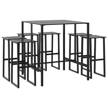 vidaXL 7 Piece Garden Bar Set Black Powder-coated Steel