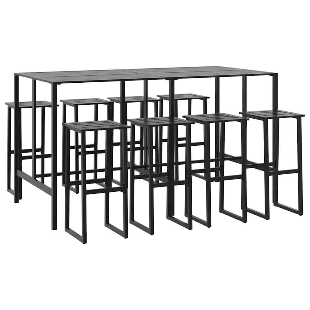 vidaXL 9 Piece Garden Bar Set Black Powder-coated Steel