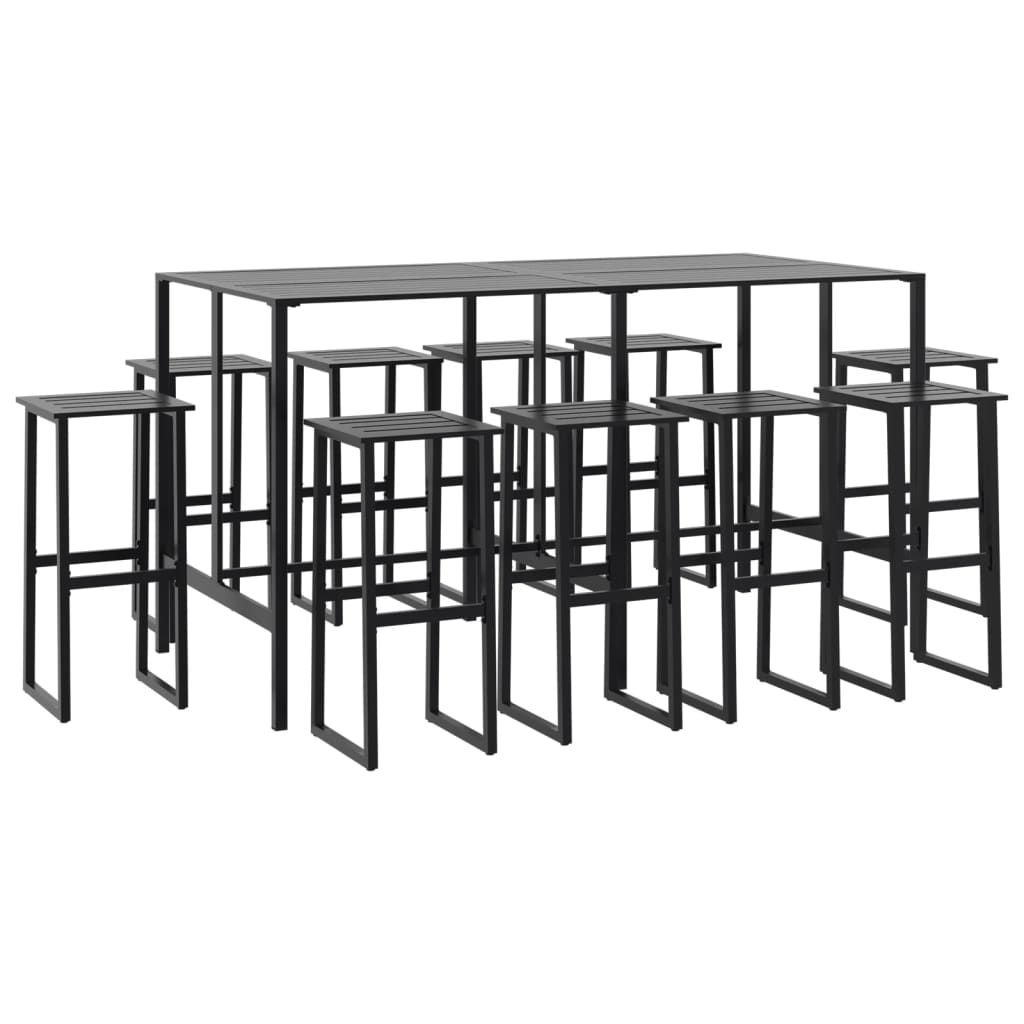 vidaXL 11 Piece Garden Bar Set Black Powder-coated Steel