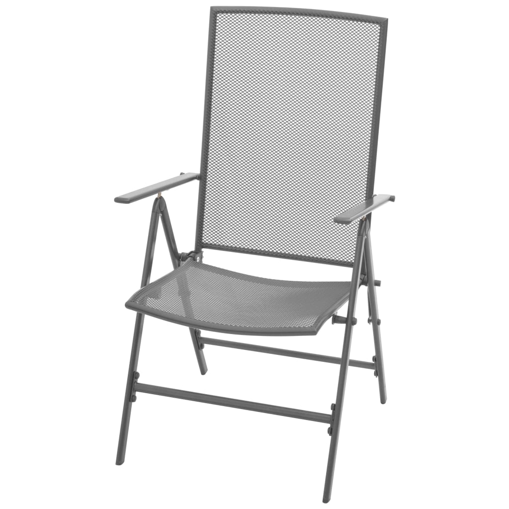 vidaXL Reclining Garden Chair Set 3 pcs Anthracite Powder-coated Steel
