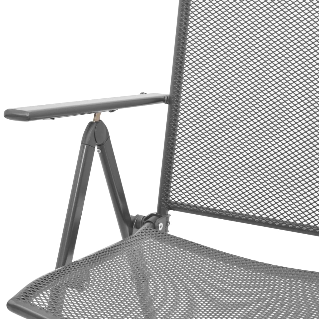 vidaXL Reclining Garden Chair Set 3 pcs Anthracite Powder-coated Steel