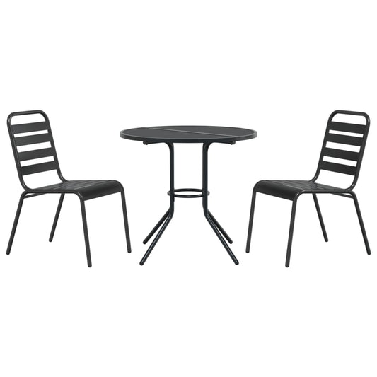 vidaXL Stackable Garden Chair Set 3 pcs Anthracite Powder-coated Steel