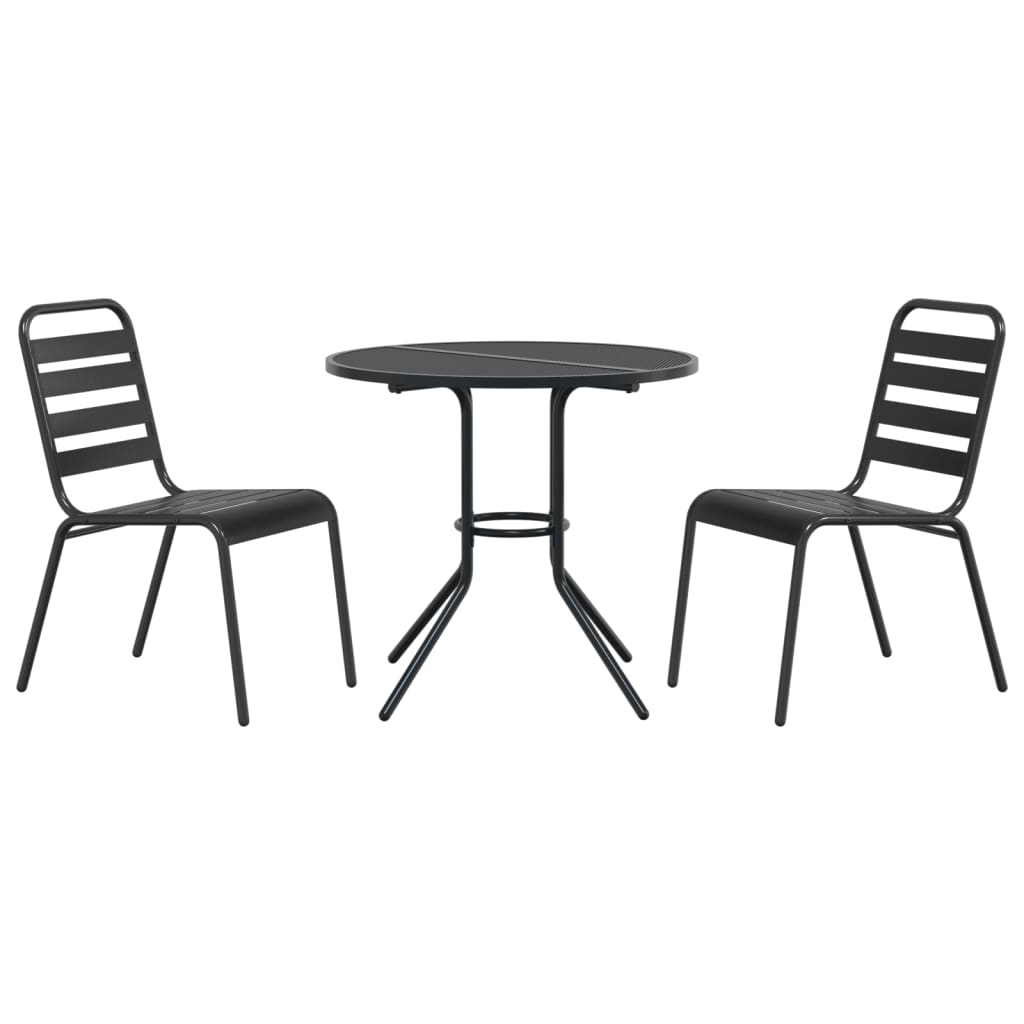 vidaXL Stackable Garden Chair Set 3 pcs Anthracite Powder-coated Steel