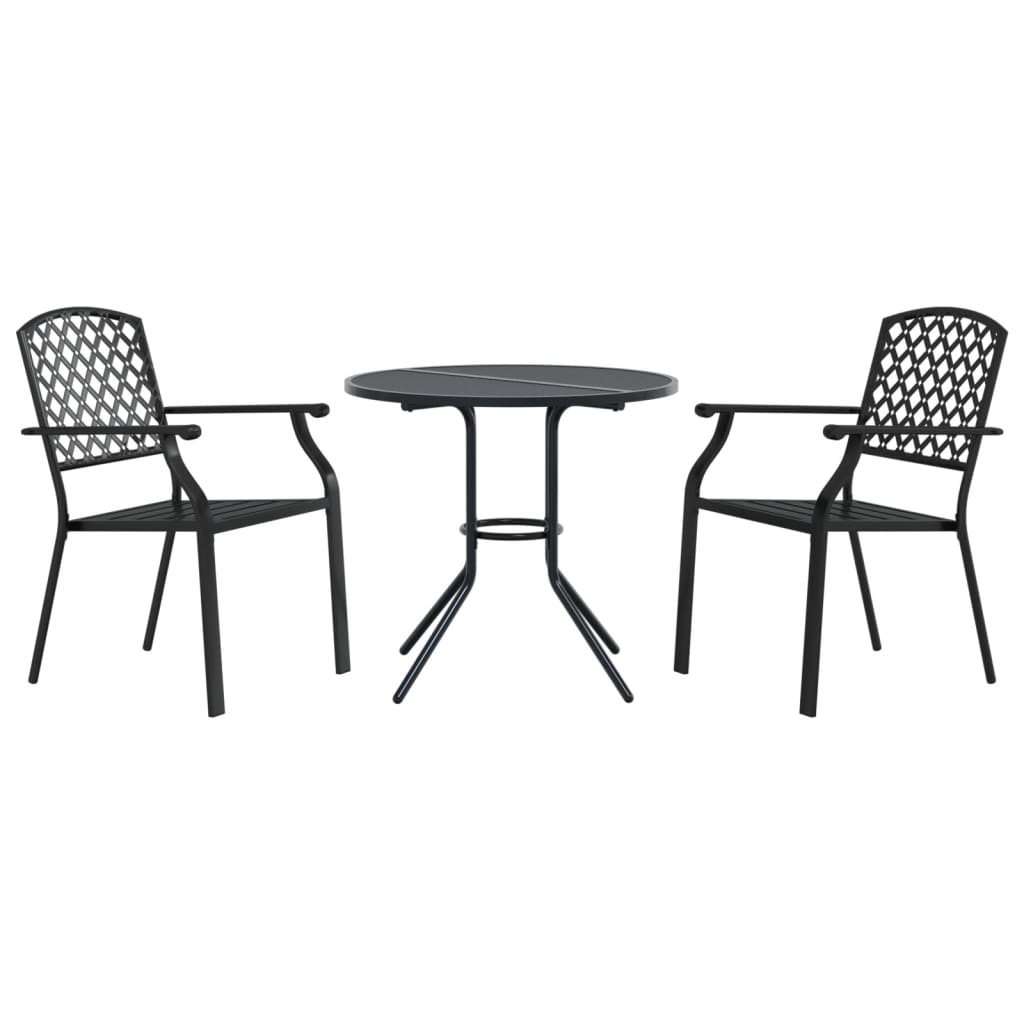 vidaXL Stackable Garden Chair Set 3 pcs Anthracite Powder-coated Steel