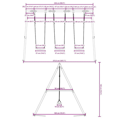 vidaXL Outdoor Swing Set with 3 Swings