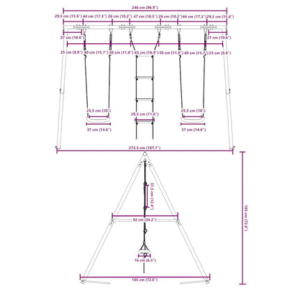vidaXL Outdoor Swing Set with Swings and Ladder