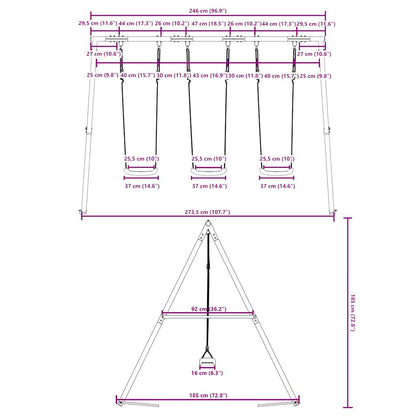 vidaXL Outdoor Swing Set with 3 Swings