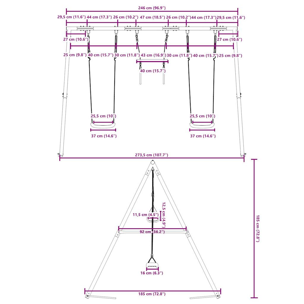 vidaXL Outdoor Swing Set with Swings and Trapeze