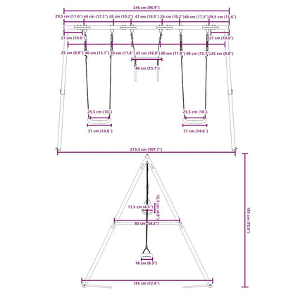 vidaXL Outdoor Swing Set with Swings and Trapeze