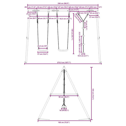 vidaXL Outdoor Swing Set with Swings and Disc Swing