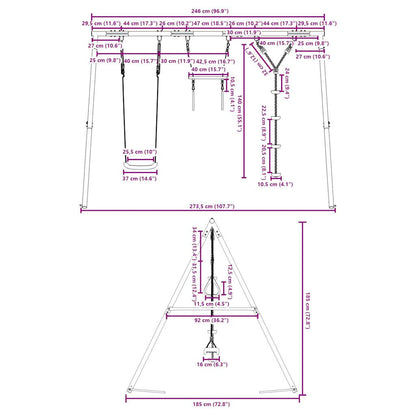 vidaXL Outdoor Swing Set with Swing, Trapeze, Disc Swing