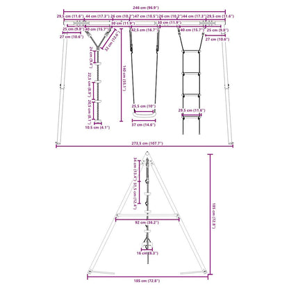vidaXL Outdoor Swing Set with Swing, Ladder, Disc Swing