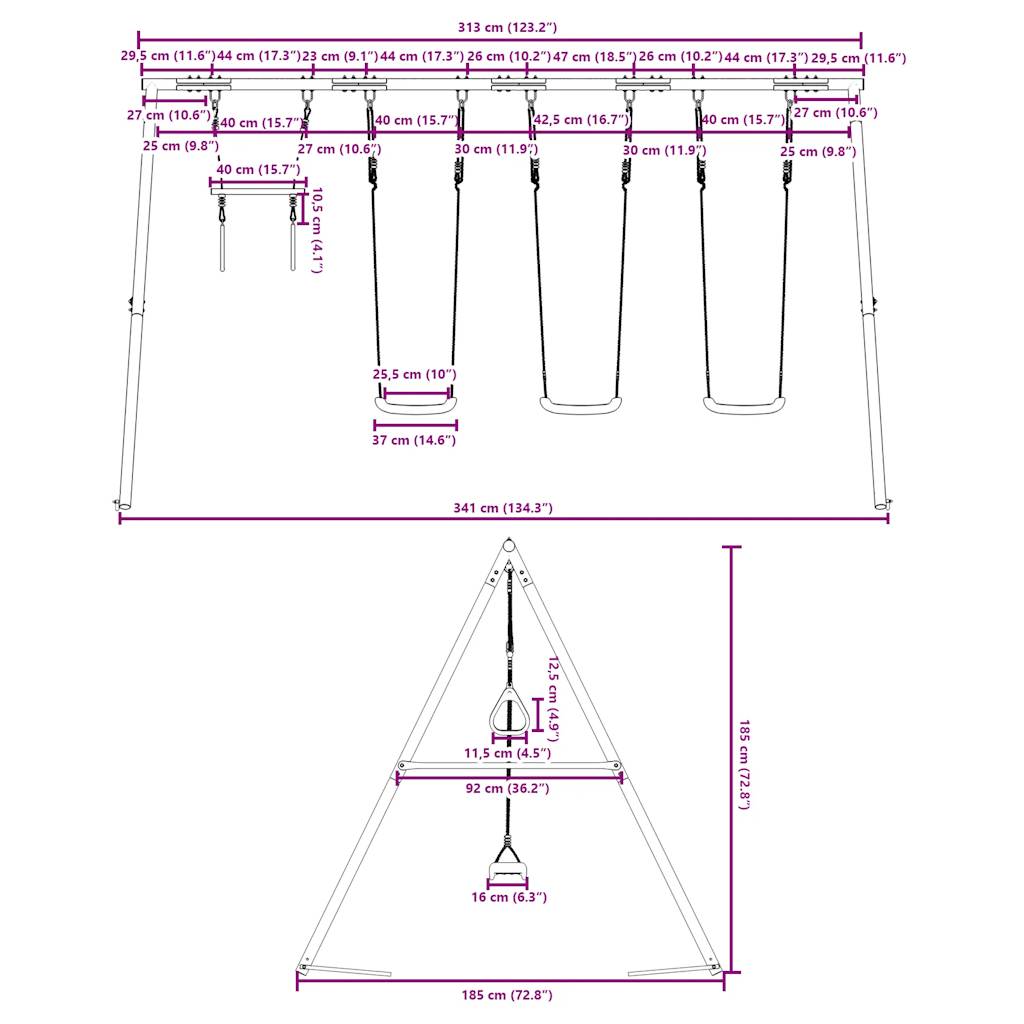 vidaXL Outdoor Swing Set with Swings and Trapeze