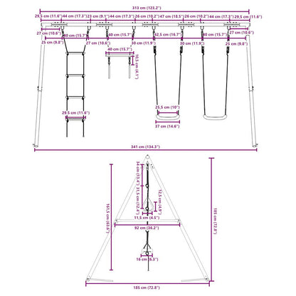 vidaXL Outdoor Swing Set with Swings, Trapeze, Ladder