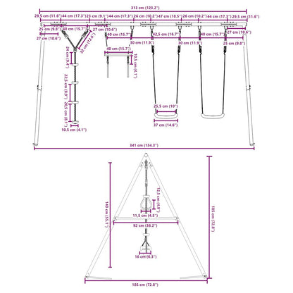 vidaXL Outdoor Swing Set with Swings, Trapeze, Disc Swing