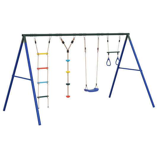vidaXL Outdoor Swing Set with Swing, Trapeze, Ladder, Disc Swing