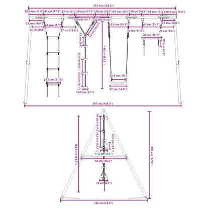 vidaXL Outdoor Swing Set with Swing, Trapeze, Ladder, Disc Swing