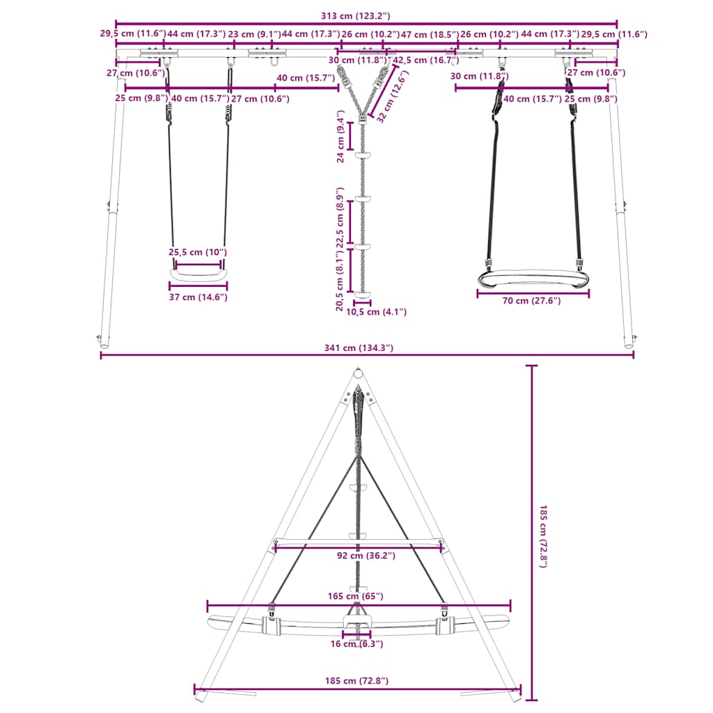 vidaXL Outdoor Swing Set with Swing, Disc Swing, Nest Swing