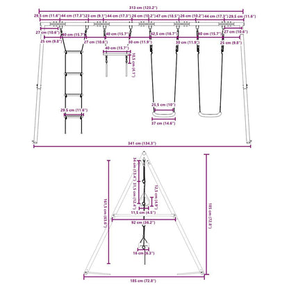 vidaXL Outdoor Swing Set with Swings, Trapeze, Ladder