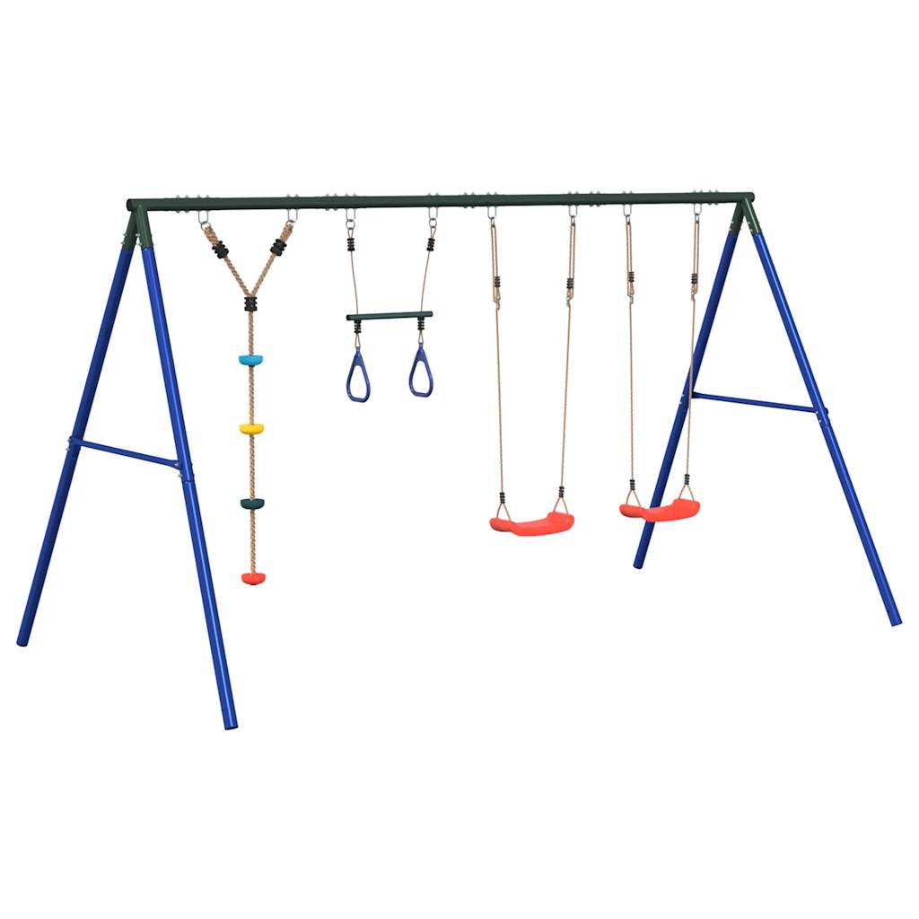 vidaXL Outdoor Swing Set with Swings, Trapeze, Disc Swing