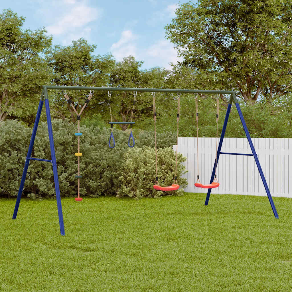 vidaXL Outdoor Swing Set with Swings, Trapeze, Disc Swing