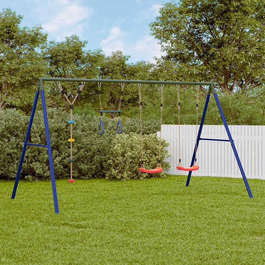 vidaXL Outdoor Swing Set with Swings, Trapeze, Disc Swing