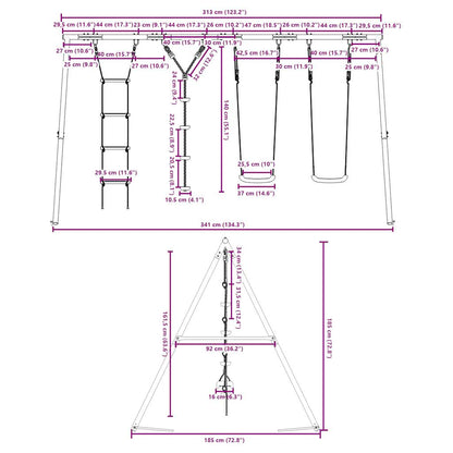 vidaXL Outdoor Swing Set with Swings, Ladder, Disc Swing
