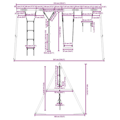 vidaXL Outdoor Swing Set with Swing, Trapeze, Ladder, Disc Swing