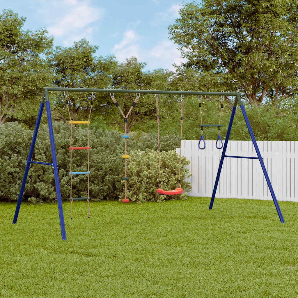 vidaXL Outdoor Swing Set with Swing, Trapeze, Ladder, Disc Swing