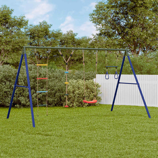 vidaXL Outdoor Swing Set with Swing, Trapeze, Ladder, Disc Swing