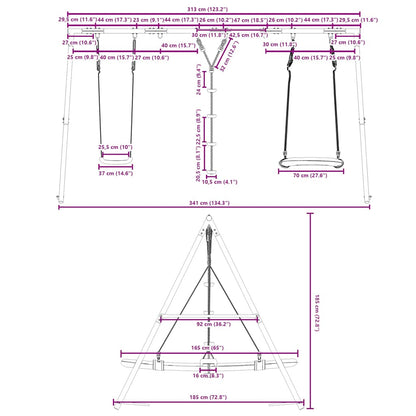vidaXL Outdoor Swing Set with Swing, Disc Swing, Nest Swing