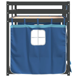 vidaXL Bunk Bed with Curtains Blue 90x200 cm Solid Wood Pine