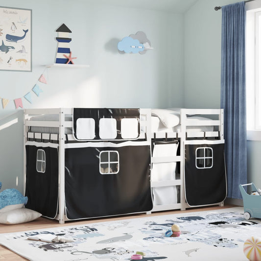 vidaXL Bunk Bed without Mattress White&Black 80x200 cm Solid Wood Pine