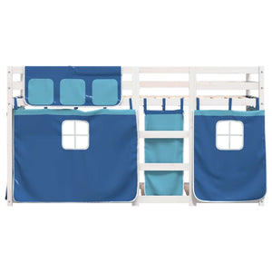 vidaXL Bunk Bed with Curtains Blue 80x200 cm Solid Wood Pine