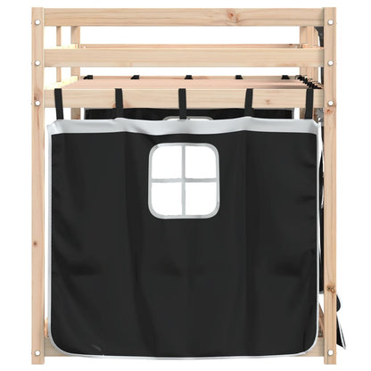 vidaXL Bunk Bed without Mattress White&Black 90x190 cm Single Solid Wood Pine