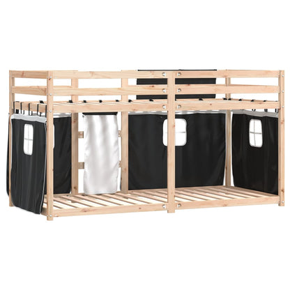 vidaXL Bunk Bed without Mattress White&Black 90x190 cm Single Solid Wood Pine