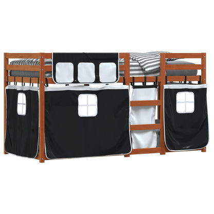 vidaXL Bunk Bed without Mattress White&Black 75x190 cm Small Single Solid Wood Pine