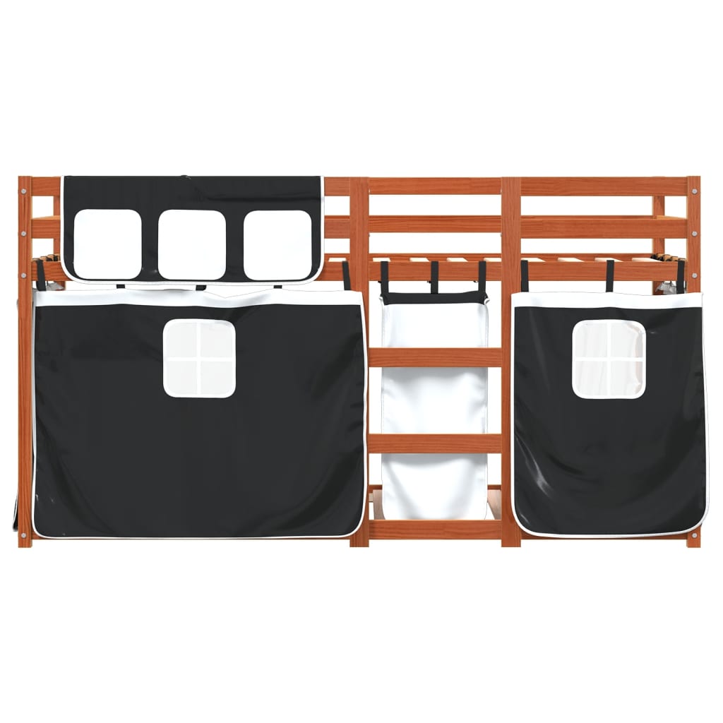 vidaXL Bunk Bed without Mattress White&Black 75x190 cm Small Single Solid Wood Pine