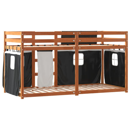 vidaXL Bunk Bed without Mattress White&Black 75x190 cm Small Single Solid Wood Pine