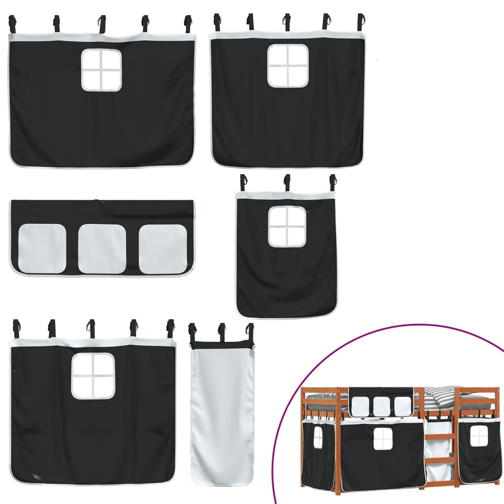 vidaXL Bunk Bed without Mattress White&Black 75x190 cm Small Single Solid Wood Pine