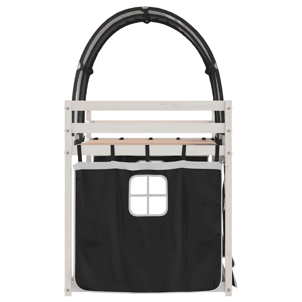 vidaXL Bunk Bed without Mattress White&Black 75x190 cm Small Single Solid Wood Pine