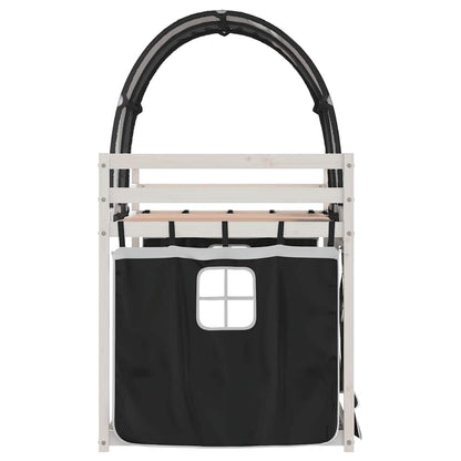 vidaXL Bunk Bed without Mattress White&Black 75x190 cm Small Single Solid Wood Pine